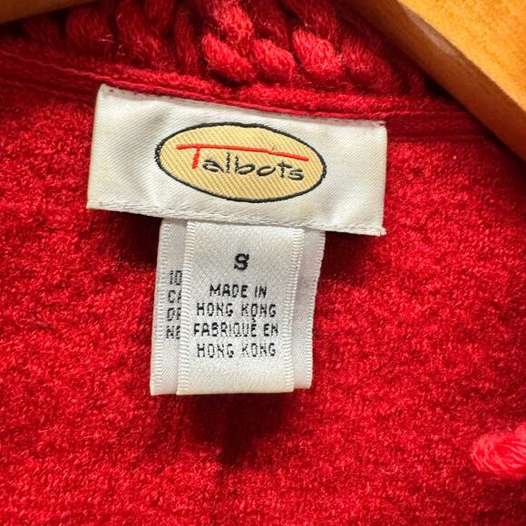 Talbots Wool Blazer Womens Small Red Fringe Detail Snap Up Crop Classic Vintage - Picture 2 of 7